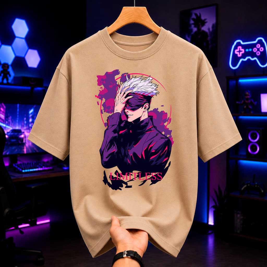 Camiseta Satoru Gojo Olhos Vendados Anime 100% Algodão Estampa Geek Otaku Streetwear Premium