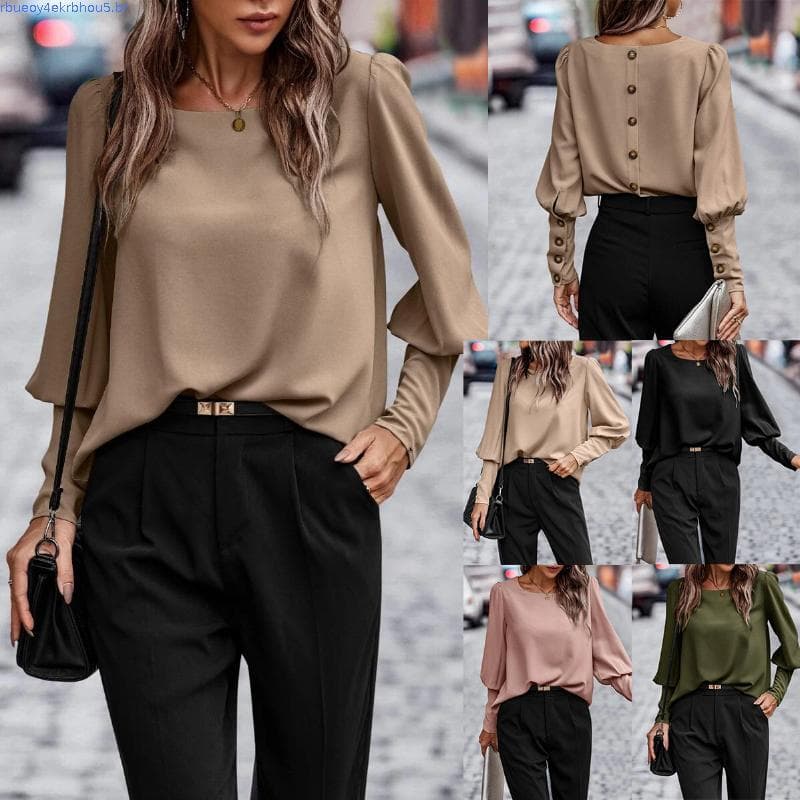 Nova csa feminina para outono e inverno de 2026, elegante e adequada para o dia a dia, blusa de manga comprida para m