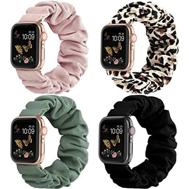 Recoppa Compatível Com Apple Watch Band Scrunchie 38mm 40mm 41mm 42mm 44mm 45mm 46mm Bonito Impresso Elástico Solo Loop
