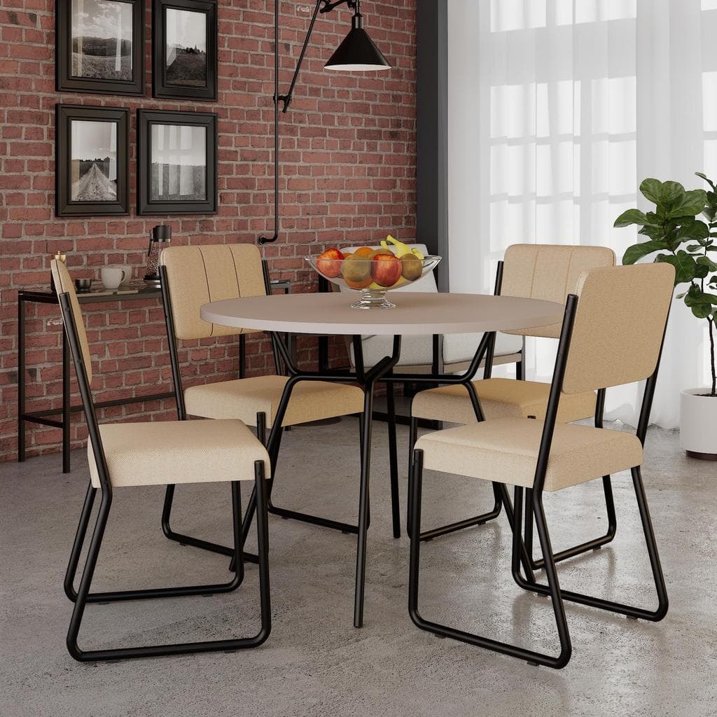 Conjunto Mesa de Jantar Soho redonda C/ 04 Cadeiras Next Est.Preta