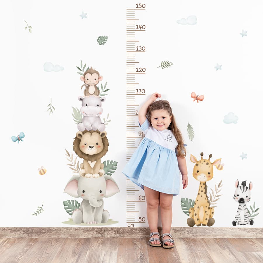 BR3872M + BR62161 Régua de altura infantil de desenho animado, decoração de quarto de jardim de infância, adesivo de alt