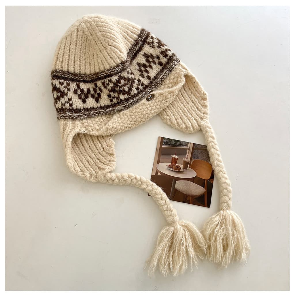 Chapéu de Inverno Vintage Feminino com Proteção para as Orelhas, Chapéu de Lã Quente com Aba