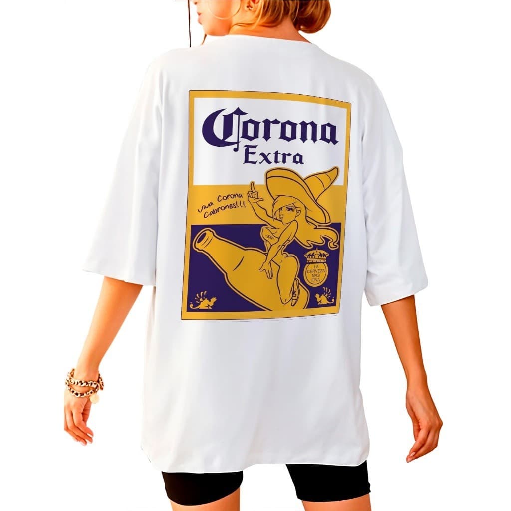 Camisa Camiseta Beer CoronaExtra Oversized  Streetwear Unissex ref-3913 Dtf