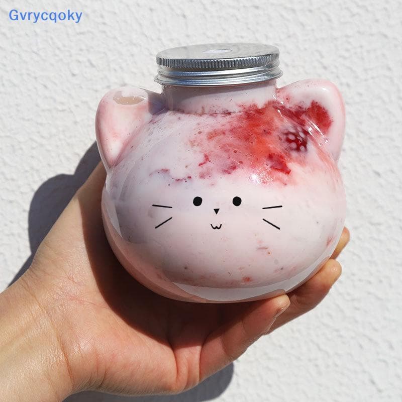 Gvrycqoky Kawaii Gato Garrafas De Água Para Leite Chá Suco Café Portátil Beber Copo Casa Transparente Bebida Garrafa BPA