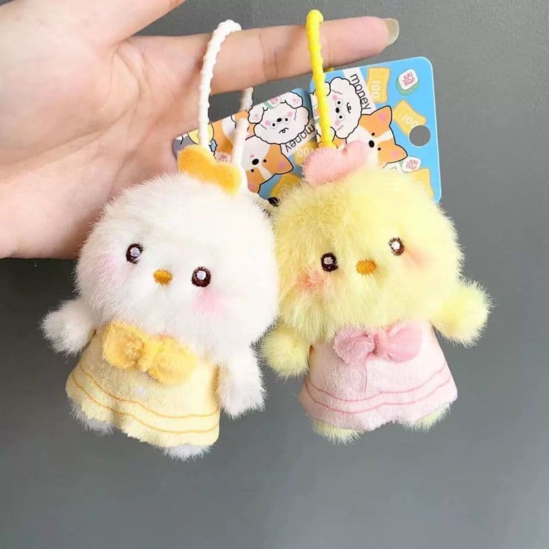 [Estoque pronto] Bolsa de ombro Super fofa pingente de boneca de pêra chaveiro de pelúcia frango filhote de cachorro coe