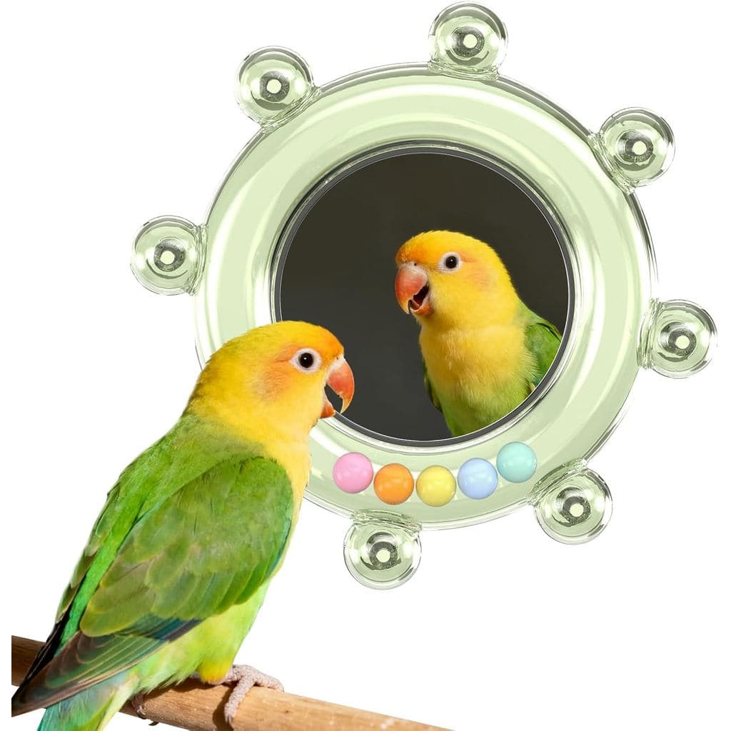Brinquedos de espelho para pássaros de gaiola, brinquedo giratório com roda sonora para periquitos, brinquedos interativ