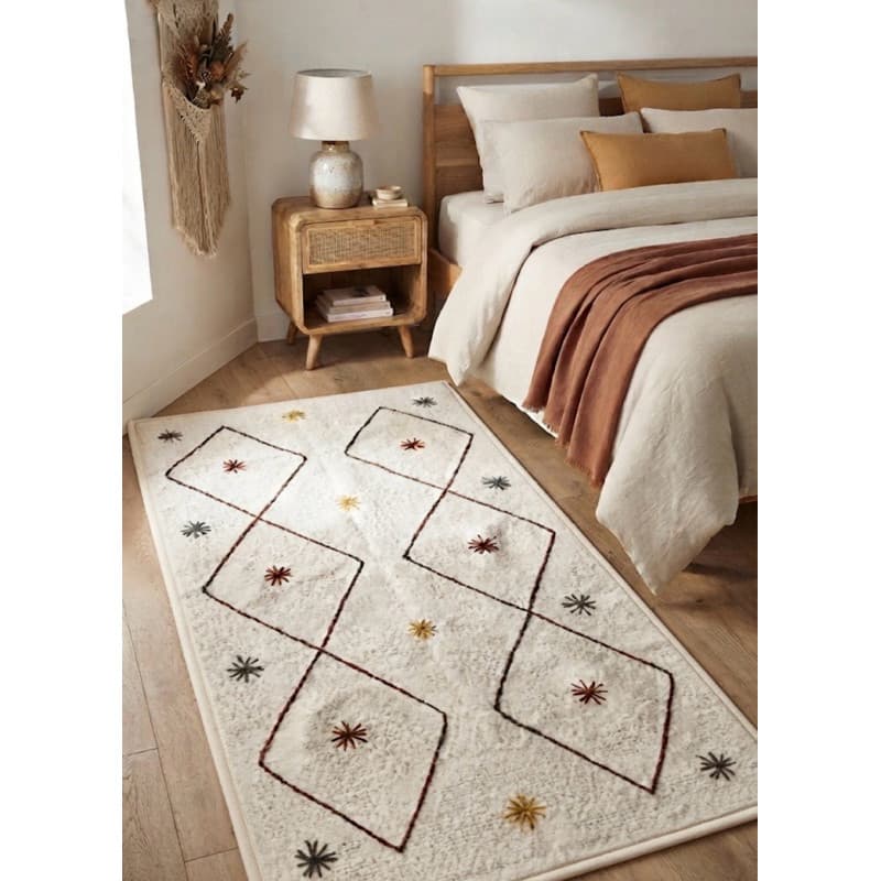 TAPETE BEIRA CAMA  1,70 m x 0,85 cm  Tons terrosos rústico bordado a mao artesanal boho chic minimalista
