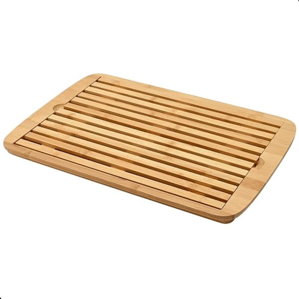 Bandeja Migalheira Tabua de Bambu para Pães Multiuso Café da Manhã Tabua de Cortes Porta Talheres 36x24cm
