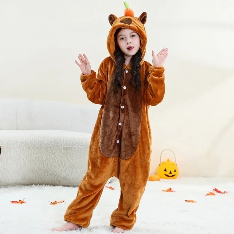 Cobertor De Flanela MICHLEY Carnival Capivara , Macacão Com Capuz , Fantasia Infantil , Roupa De Dormir Para Meninos E M