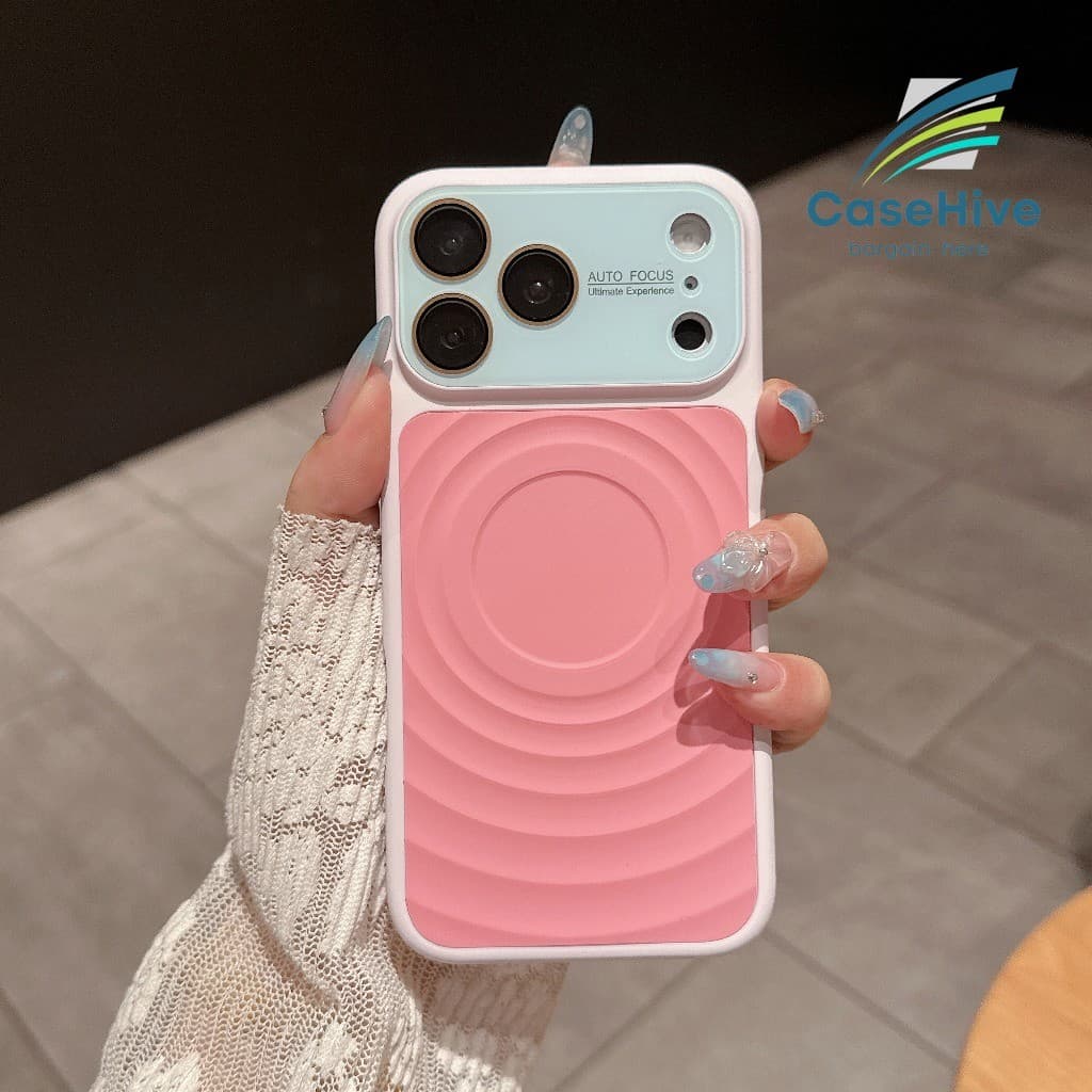 Grande Janela Colorida Bloco Onda Textura Pele Amigável Silicone Magnético Caso De Telefone Para iPhone 18 Pro Max 17 16