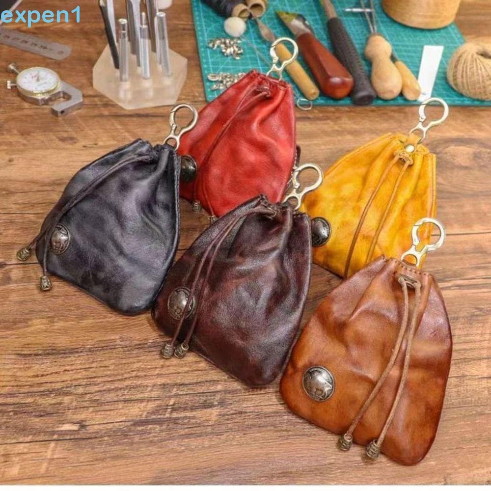 Carteira de Chaves EXPEN com Cordão, Porta-Moedas Estilo Vintage, Mini Chaveiro Multifuncional