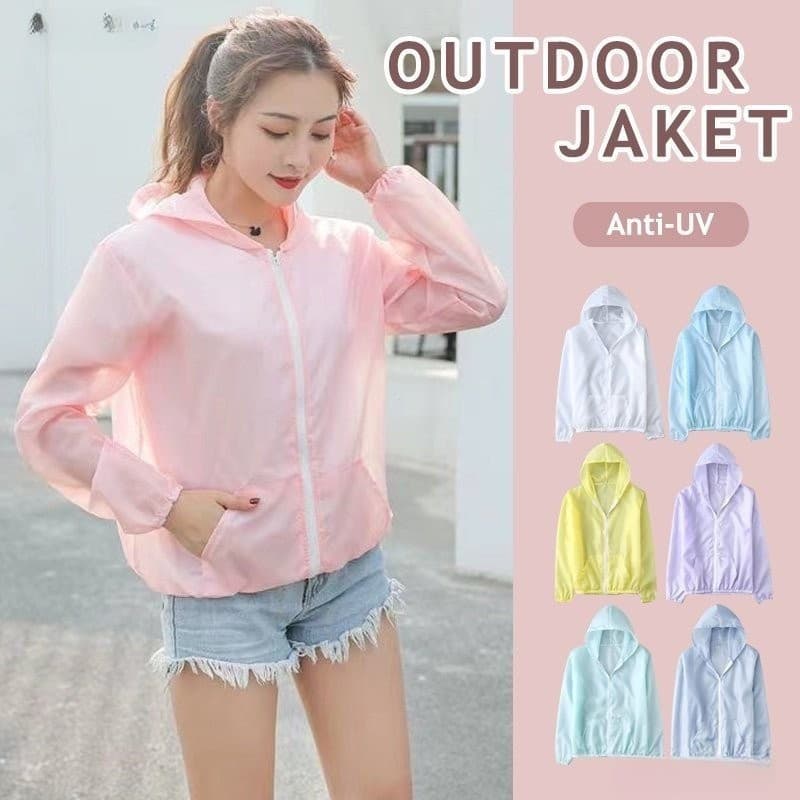 Anti UV Jaqueta Transparente Proteção Solar Mulheres Zipper Com Capuz Ciclismo Roupas JJ1T