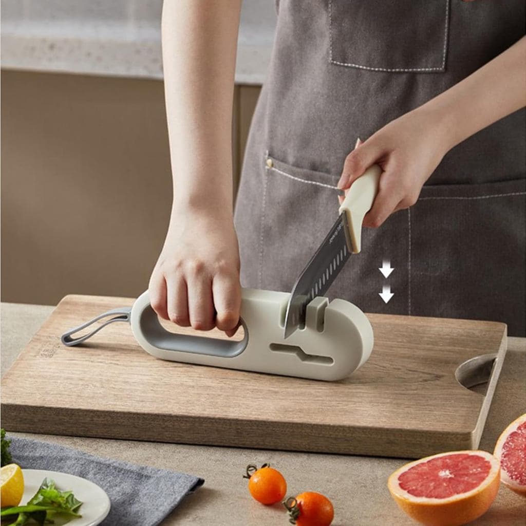 Afiador de Facas de Cozinha Multifuncional 4 em 1, Afiador de Facas e Tesouras de 4 Estágios: Antiderrapante para Cozinh