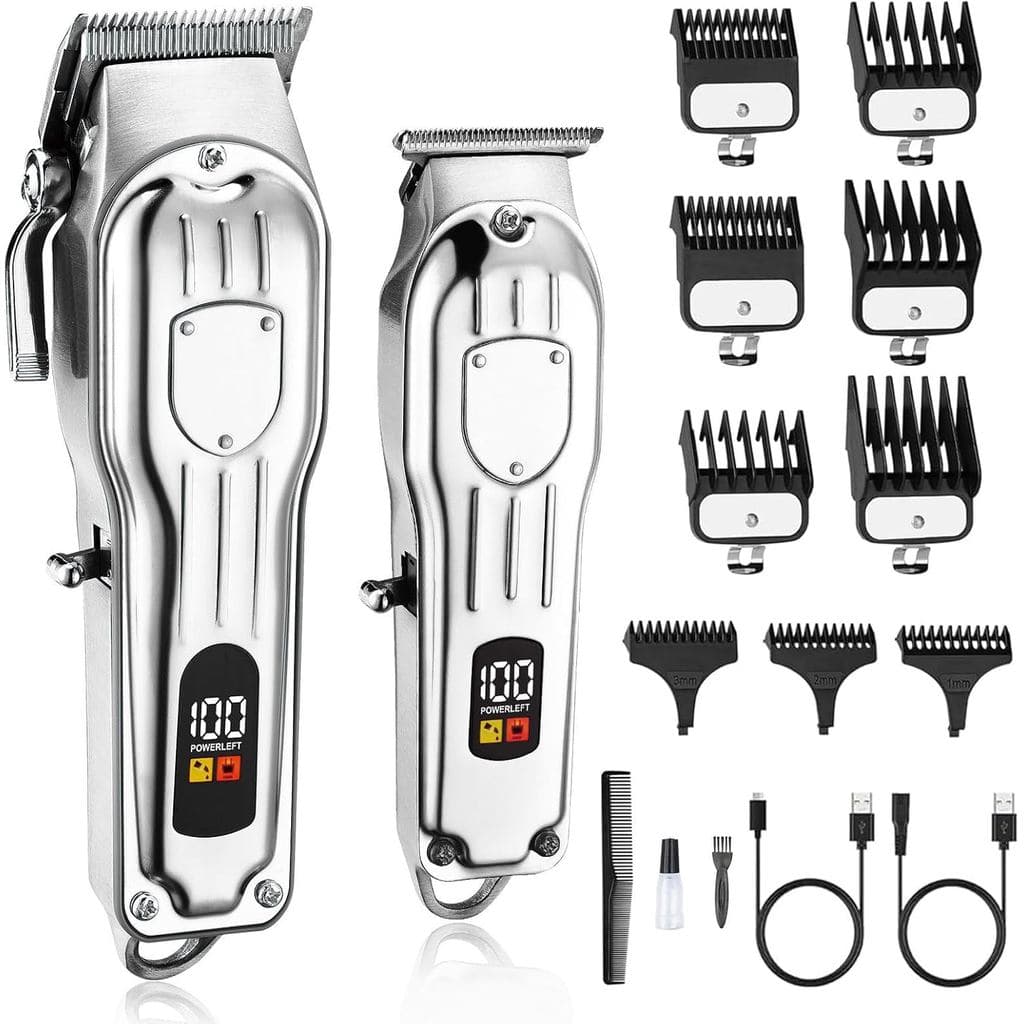 Máquina de Cortar Cabelo Profissional para Homens, Kit de Aparador de Cabelo Sem Fio, Conjunto de Corte de Cabelo com Di