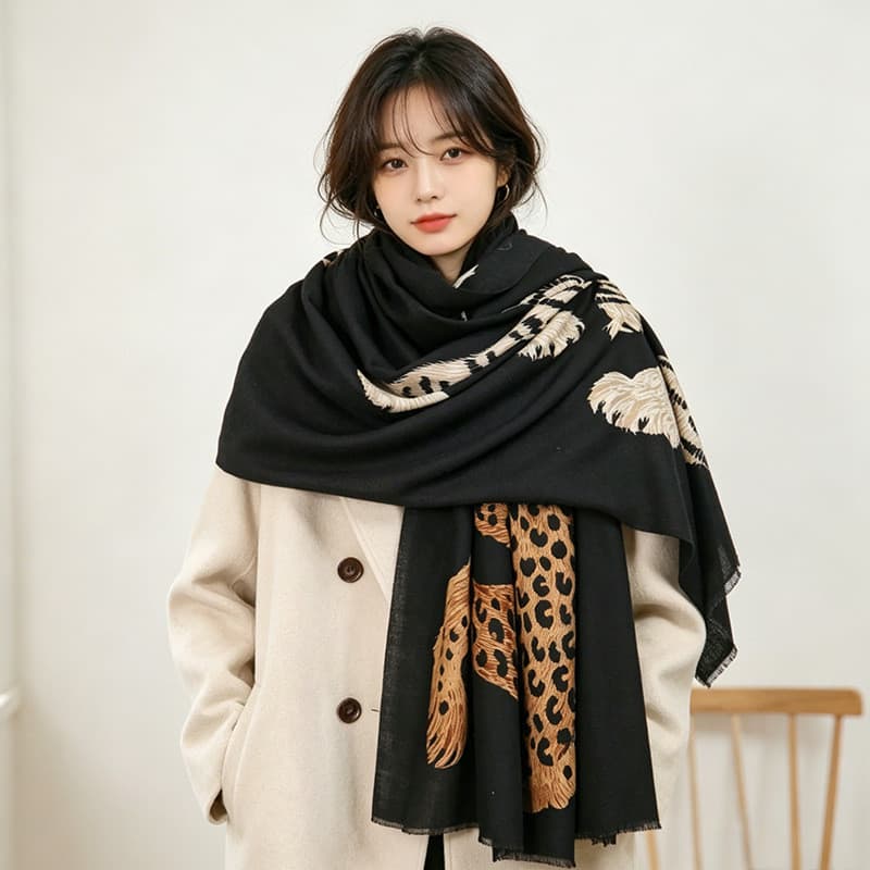 Europeu americano estilo de rua cachecol xale leopardo impressão All-Match na moda xale outono inverno pele-amigável cac