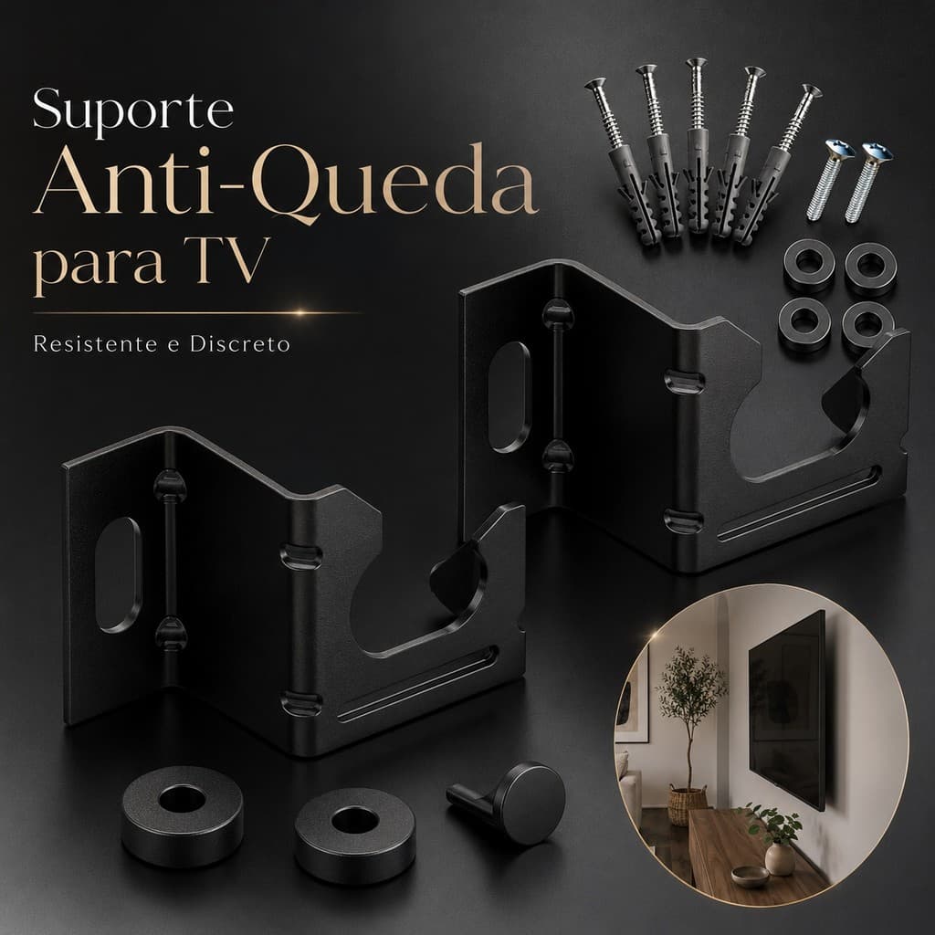 Kit Completo Suporte Fixo Universal para TV e Monitor 10 a 100 Polegadas até 80kg