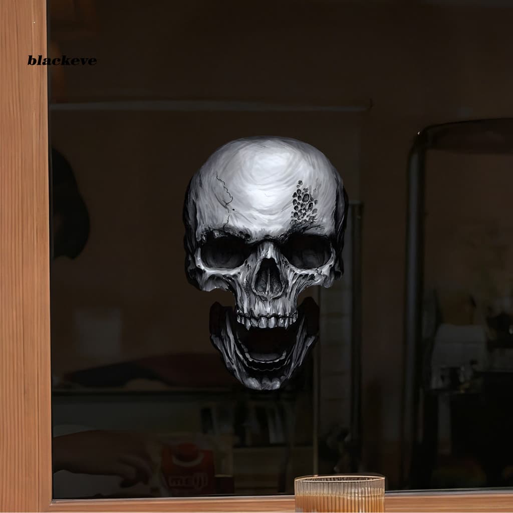 BL-Clings De Vidro À Prova De Sol Duráveis , Adesivos De Janela De Caveira De Halloween , Decalques De Esqueleto 3D Real