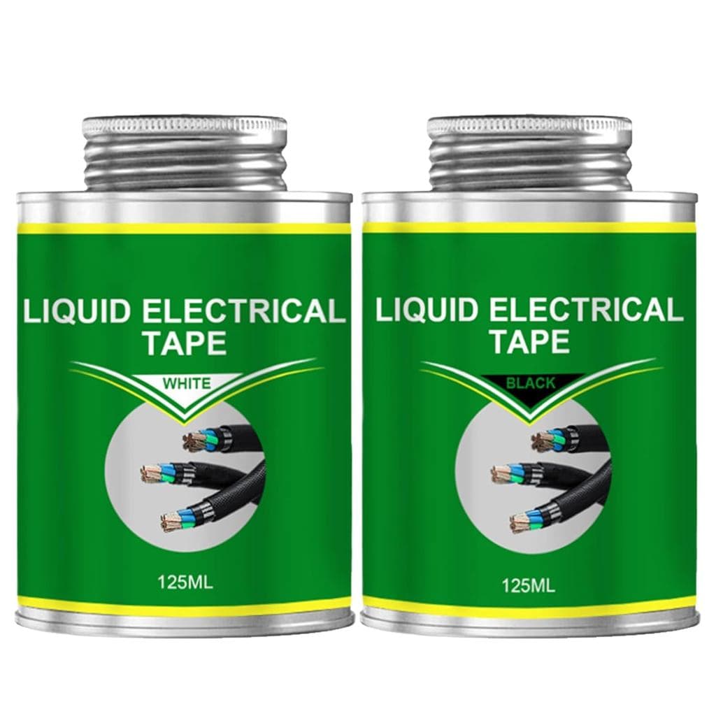 Fita Isolante Líquida (Preto+Branco) 2 peças - Revestimento de Borracha Flexível para Fios, Cabos e Encanamentos, Selant