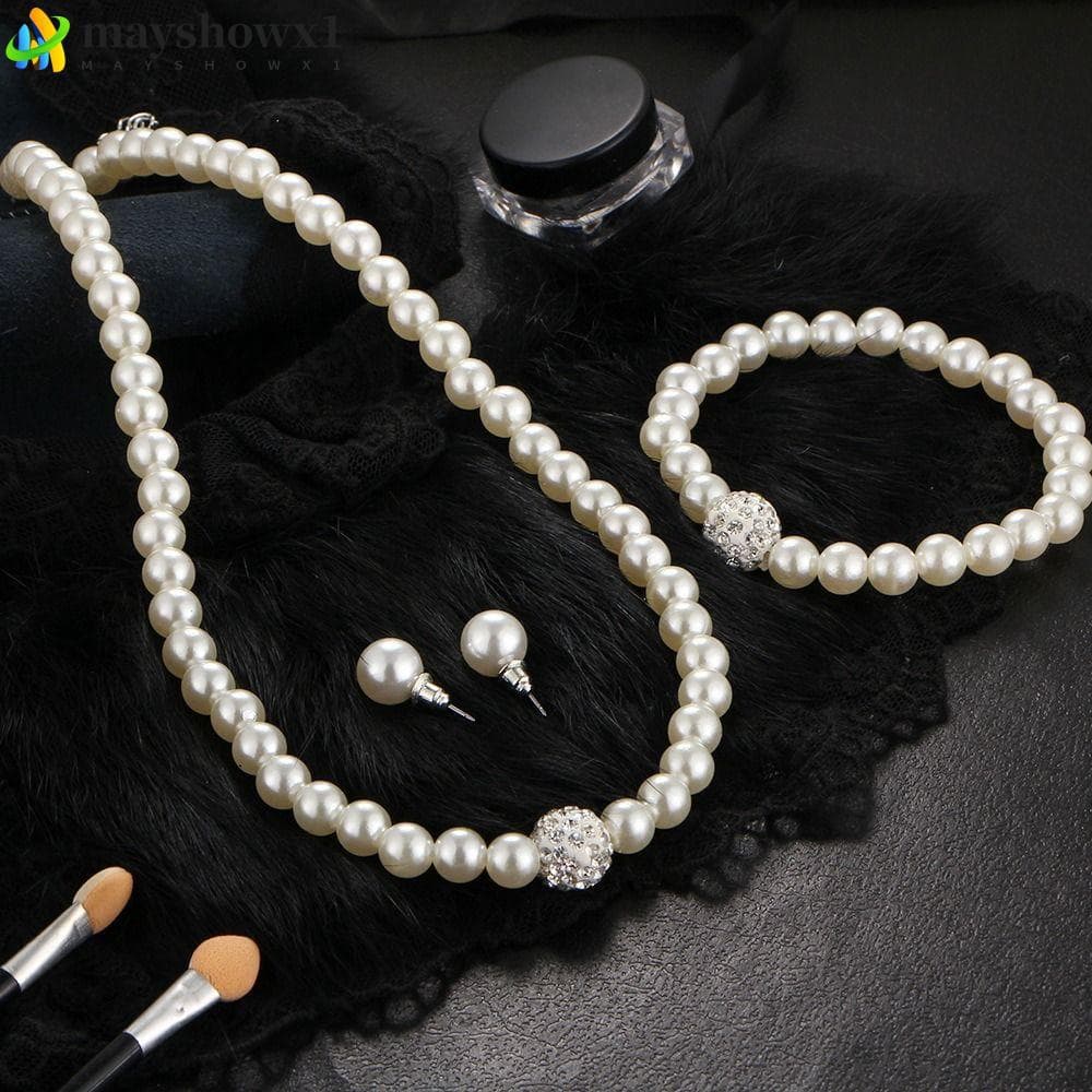 MAYSHOWX1 3 Pçs/Set Conjunto De Joias De Imitação , Brinco Elegante Colar Feminino , Simples