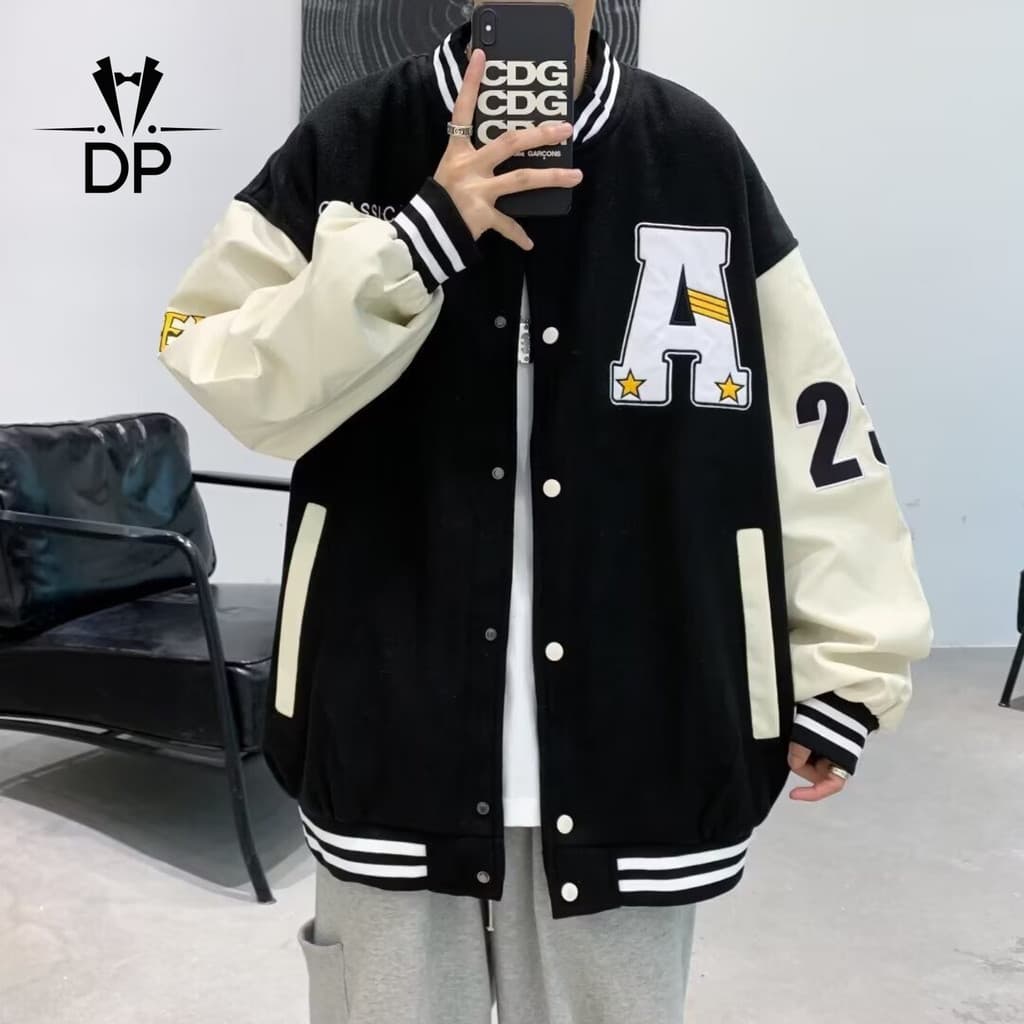 Jaqueta De Beisebol Masculina Solta E Versátil Estilo Ins , Casual , Legal , Para Primavera Outono , T160 Preto