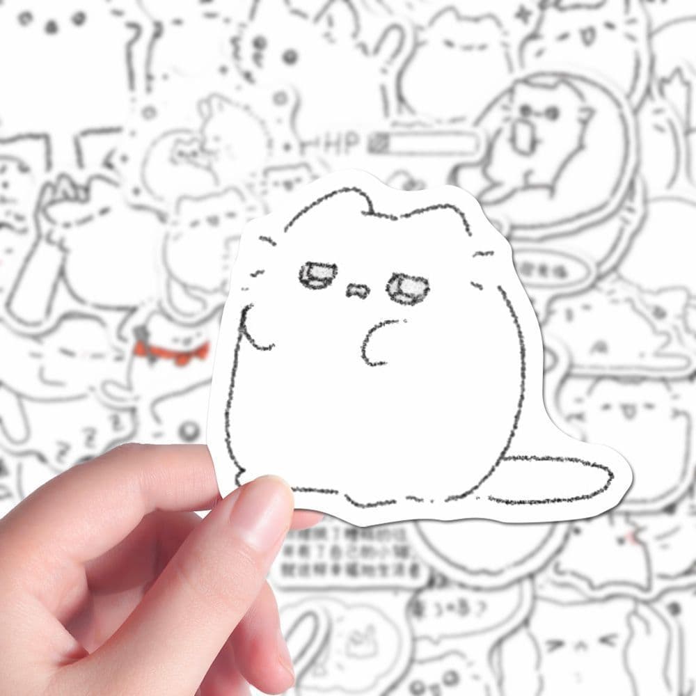 240 Adesivos Criativos de Gato em Estilo Cartoon para DIY, Adesivos Fofos Desenhados à Mão, Adesivos Decorativos de Arte