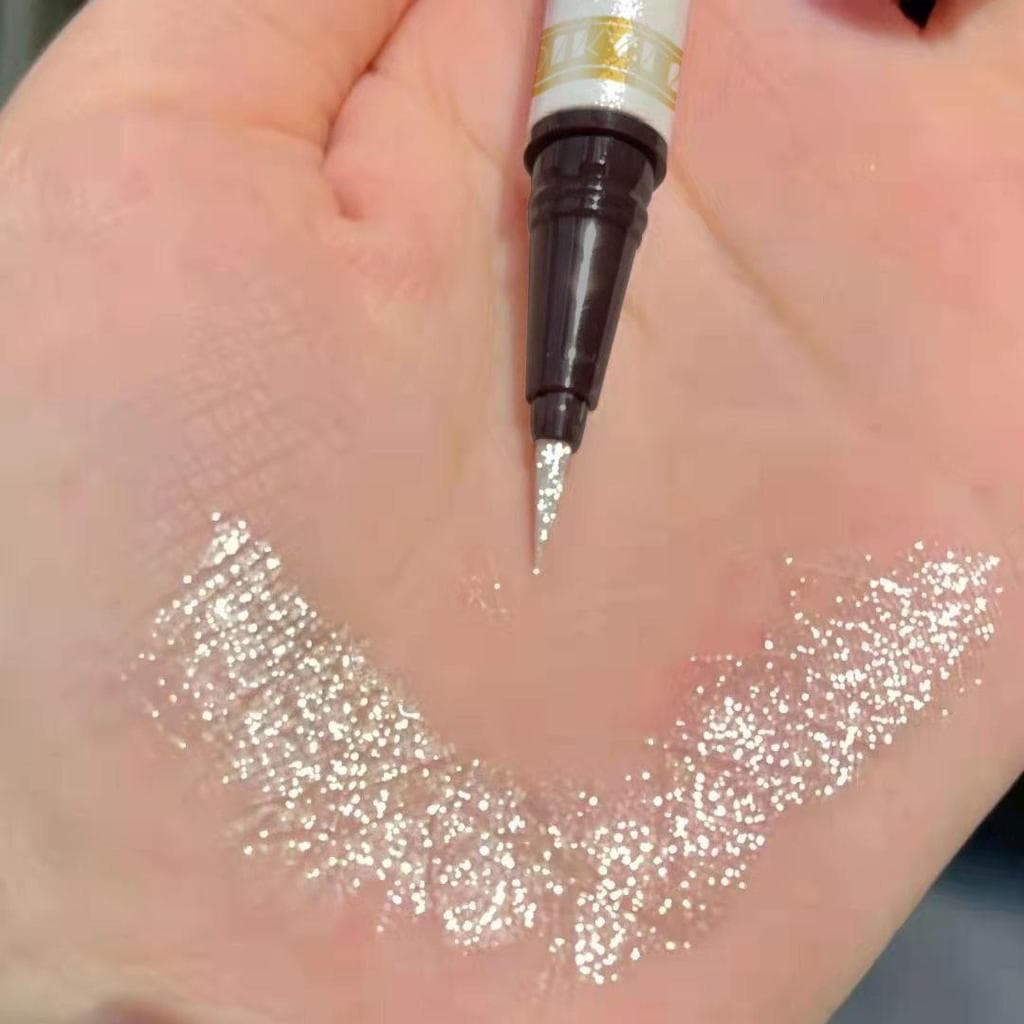 [Diamante brilhante] Caneta bicho-da-seda Olho brilhante 2 em 1 Delineador líquido perolado ultrafino, Natural de longa
