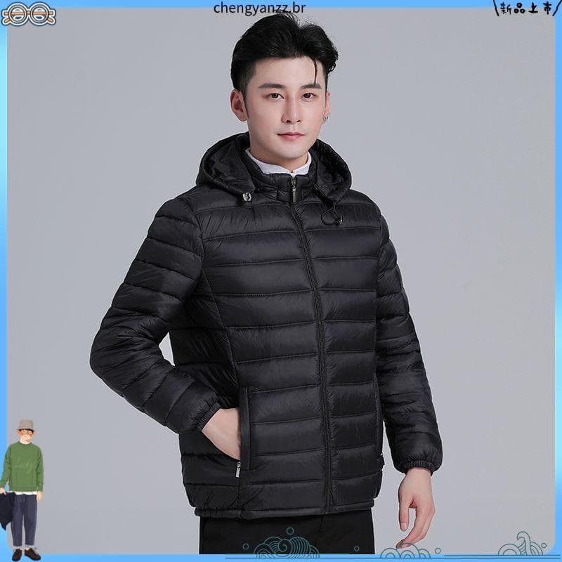 Jaqueta acolchoada masculina jaqueta acolchoada novo estilo jaqueta acolchoada gola alta capuz destacável quente solto m