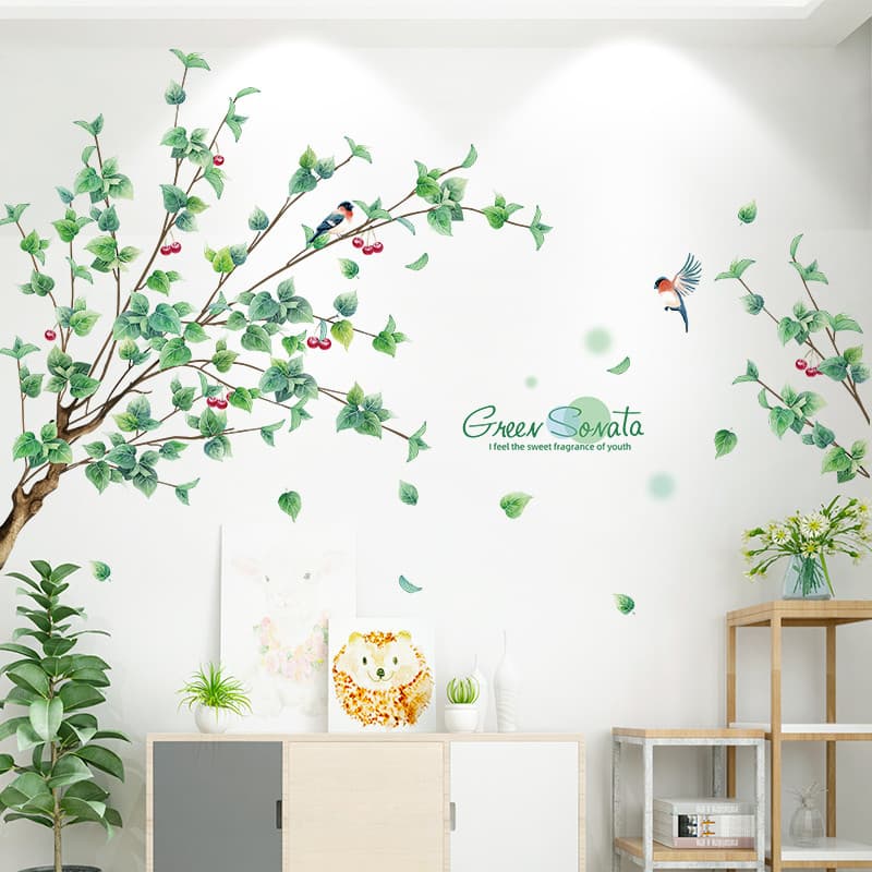 3D tridimensional adesivos de parede árvore pólo folha adesivos pequeno fresco criativo decoração da parede adesivos pin
