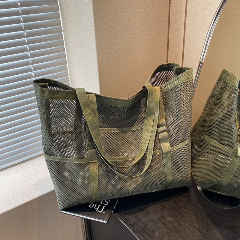 Bolsa casual de malha, bolsa de mão de grande capacidade, bolsa de praia de malha de ombro único, nova bolsa de verão ab
