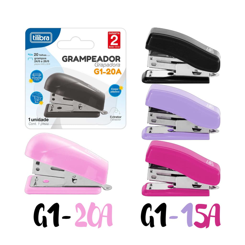 Mini grampeador Tilibra G1 15A G1 20A 15 ou 20 folhas