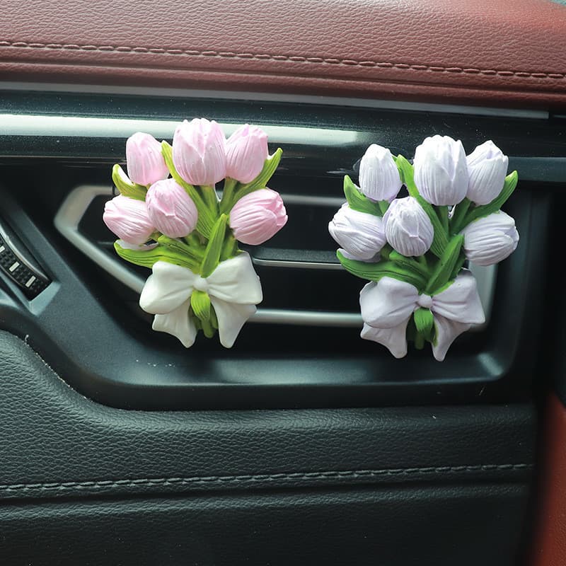 Difusor de aroma em formato de tulipa para saída de ar do carro, decoração e fragrância automotiva