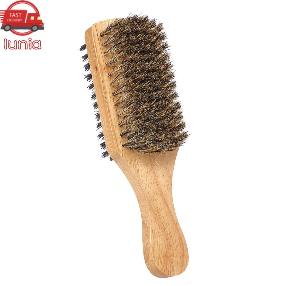 lunia.br Escova de barba masculina dupla face pente de barbear para cabelo facial bigode masculino cabo de madeira