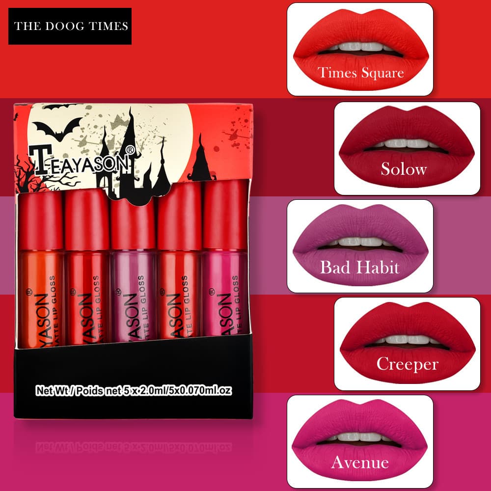 DragonRanee Conjunto Mini de Cinco Peças de Brilho Labial Matte