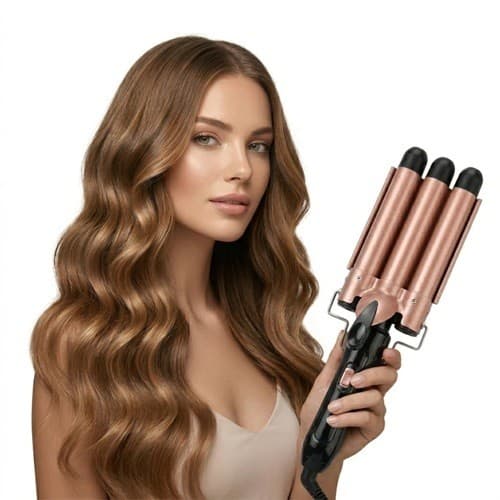 Modelador Cachos Triondas Ondulador Triplo 22cm Modelador Chapinha Ondas Cabelos Cerâmica 200°C Pronto Entrega