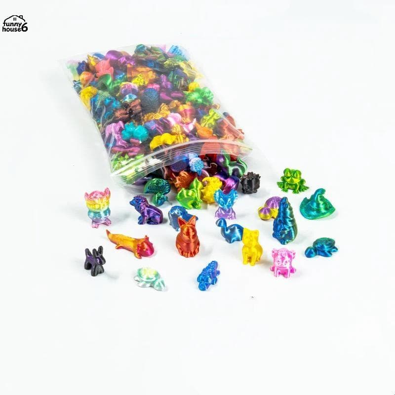 Divertido 3D Impresso Mini Estatuetas De Animais Artesanal Acabamento Liso Variedade De Cores Misturadas Escritório Deco