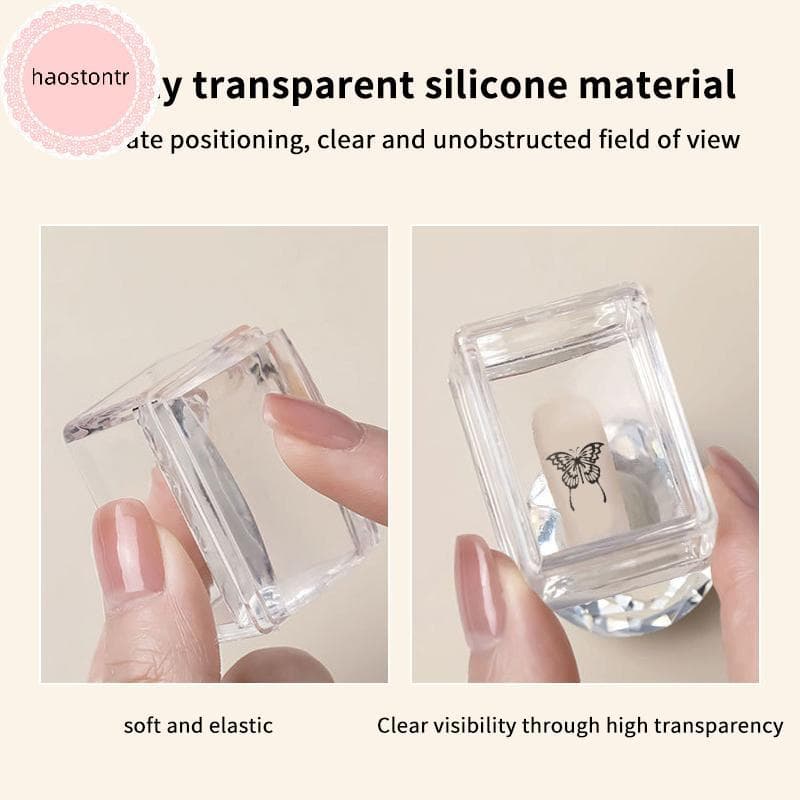 Haostontr Carimbo Retangular Transparente Para Arte Em Unhas , Com Raspador , Ferramenta De Transferência De Cabeça De S