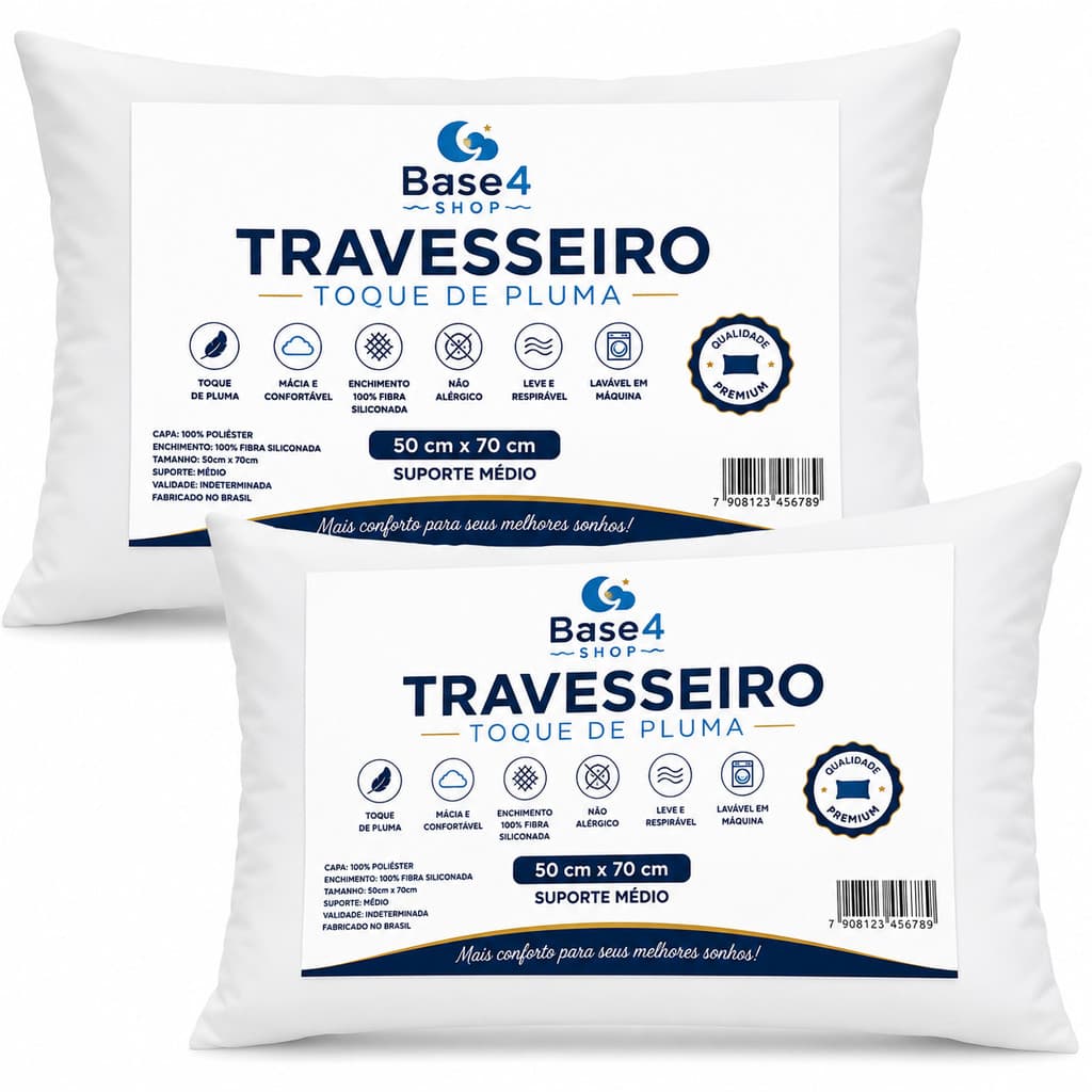 Travesseiro Pluma de Ganso Confortavel e Macio Antiacaro 50x70cm