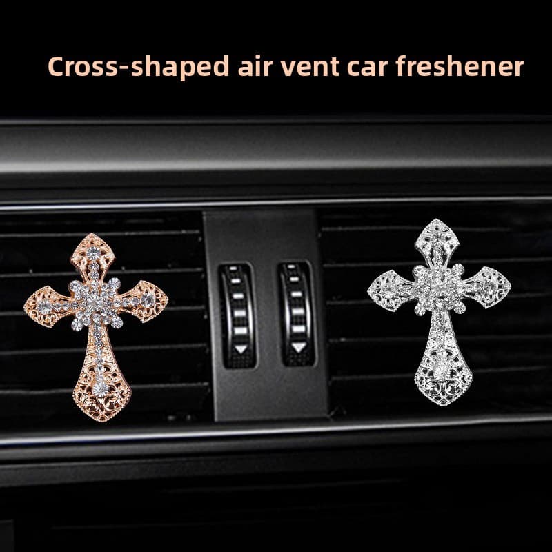 ENVIO RÁPIDO Clipe de perfume para saída de ar em formato de cruz, clipe de fragrância para carro, decoração interior do