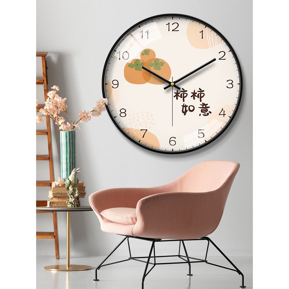 Caqui Ruyi relógio de parede sala estar casa simples moderno quarto mudo relógio de parede decoração criativa relógio de