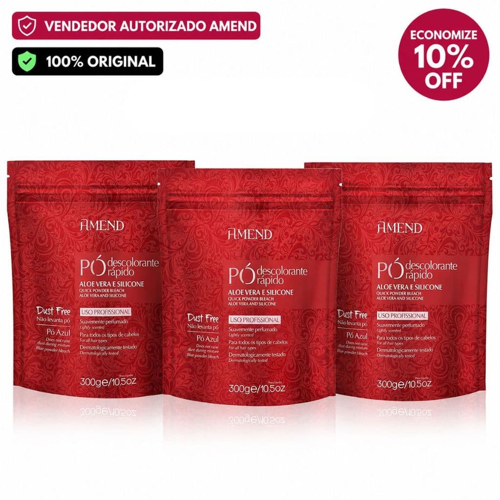 kit Com 3 Pó Descolorante Rápido Amend Cosmetics Aloe Vera E Silicone 300G