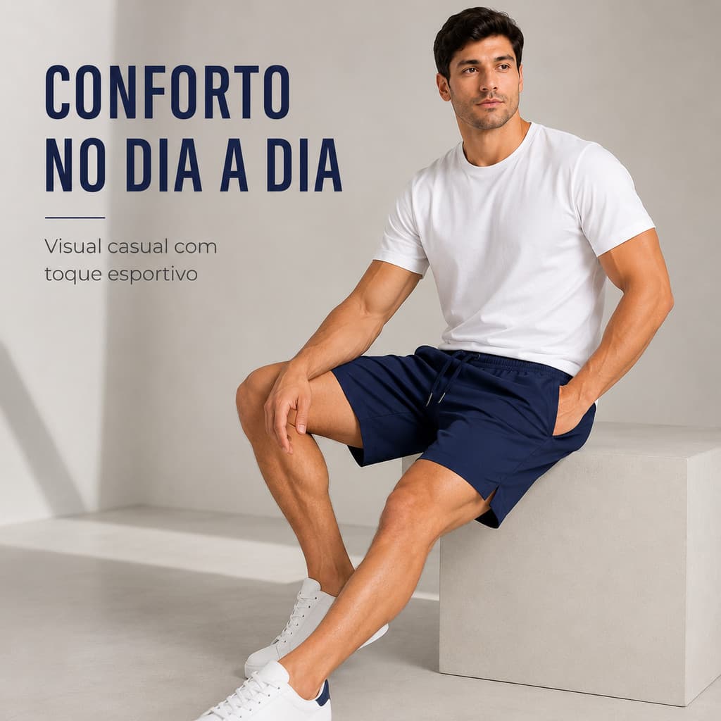 Bermuda Masculina Tactel com Elastano academia leve Esportiva Praia liso casual Cordão