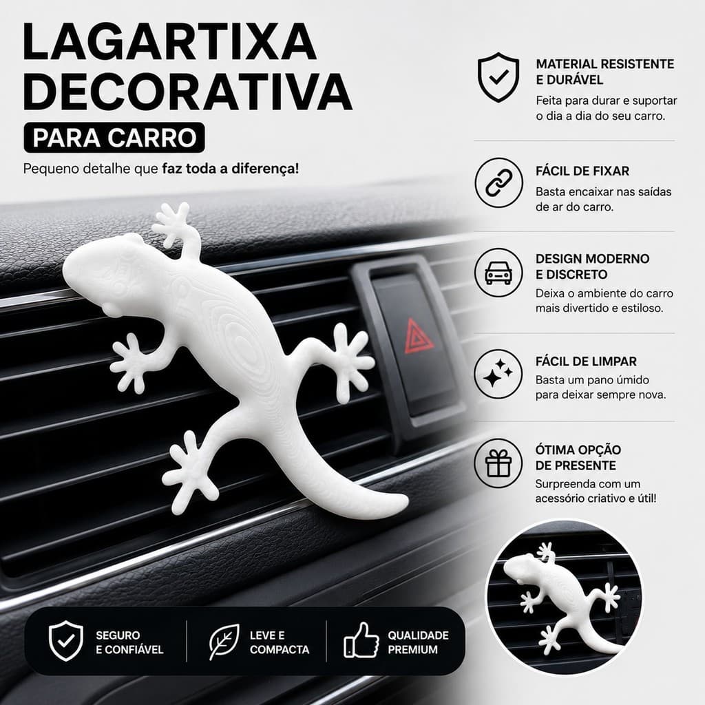 Lagartixa Gecko para carro difusor de ar enfeite decorativo sem aroma
