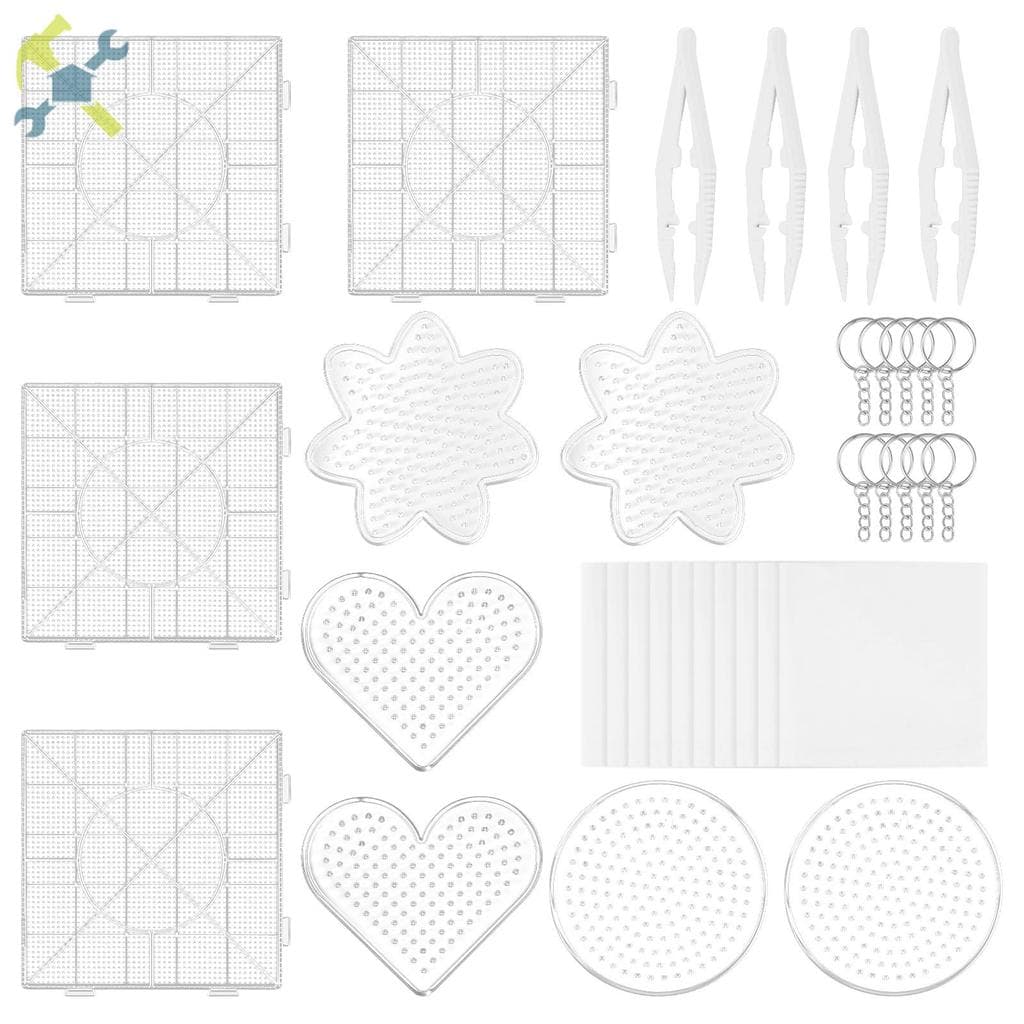 10 Pçs Claro Derretimento Grânulo Peg Placa DIY Fusível Pegboard Conjunto Inclui Pinças De Papel Quadrado Anéis SHOPTKC3