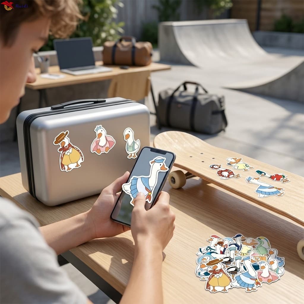 50 Unidades De Adesivos De Ganso De Desenho Animado Em PVC À Prova D'água Para Decoração De Skate E Bagagem De Telefone