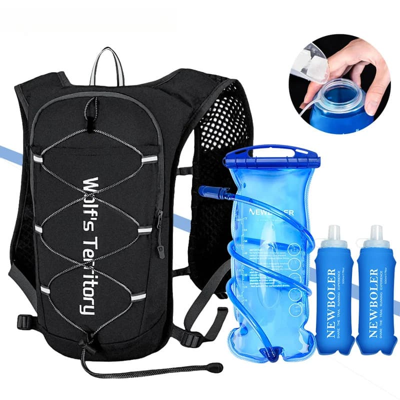 Mochila Ultralight para Corrida em Trilha ao Ar Livre, Colete de Hidratação Respirável para Maratona com Porta-Garrafa d