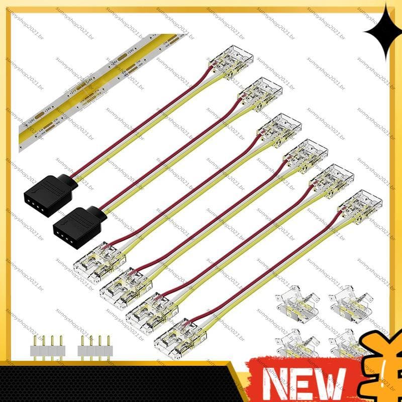 [Best S] 10mm Conectores De Tira Led Strip Light Kit De Conexão De Extensão De Terminal Sem Solda De 3 Pinos