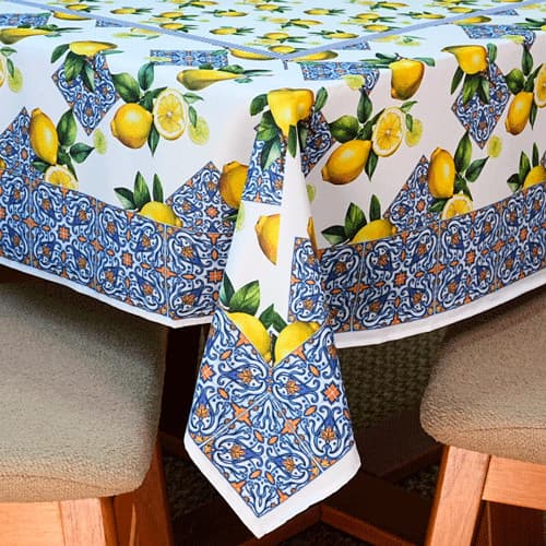 Toalha de Mesa Estampada Allegra 1 Peça 4 Lugares 100% Poliéster - Limão