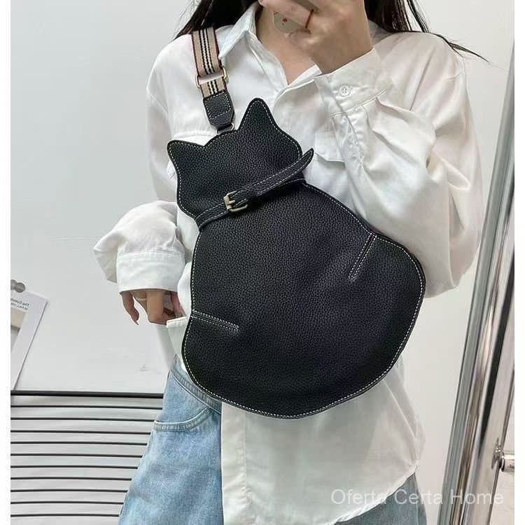 Bolsa de peito feminina popular, bolsa de gato fofa, bolsa de peito vintage, de cintura, transversal
