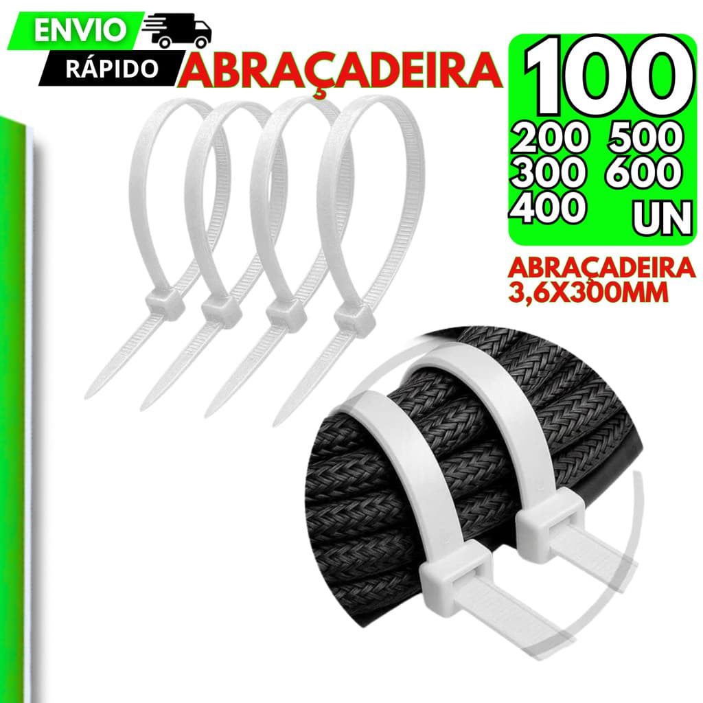 Fita Hellermann 30cmx3,6mm Abraçadeira Nylon Enforca Gato Cintas Plásticas Branca