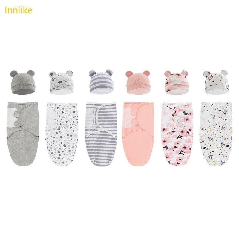 Innlike Bebê Saco Dormir Chapéu Conjunto Recém-Nascido Envoltório Swaddle Fotografia Adereços Para Meninos Meninas